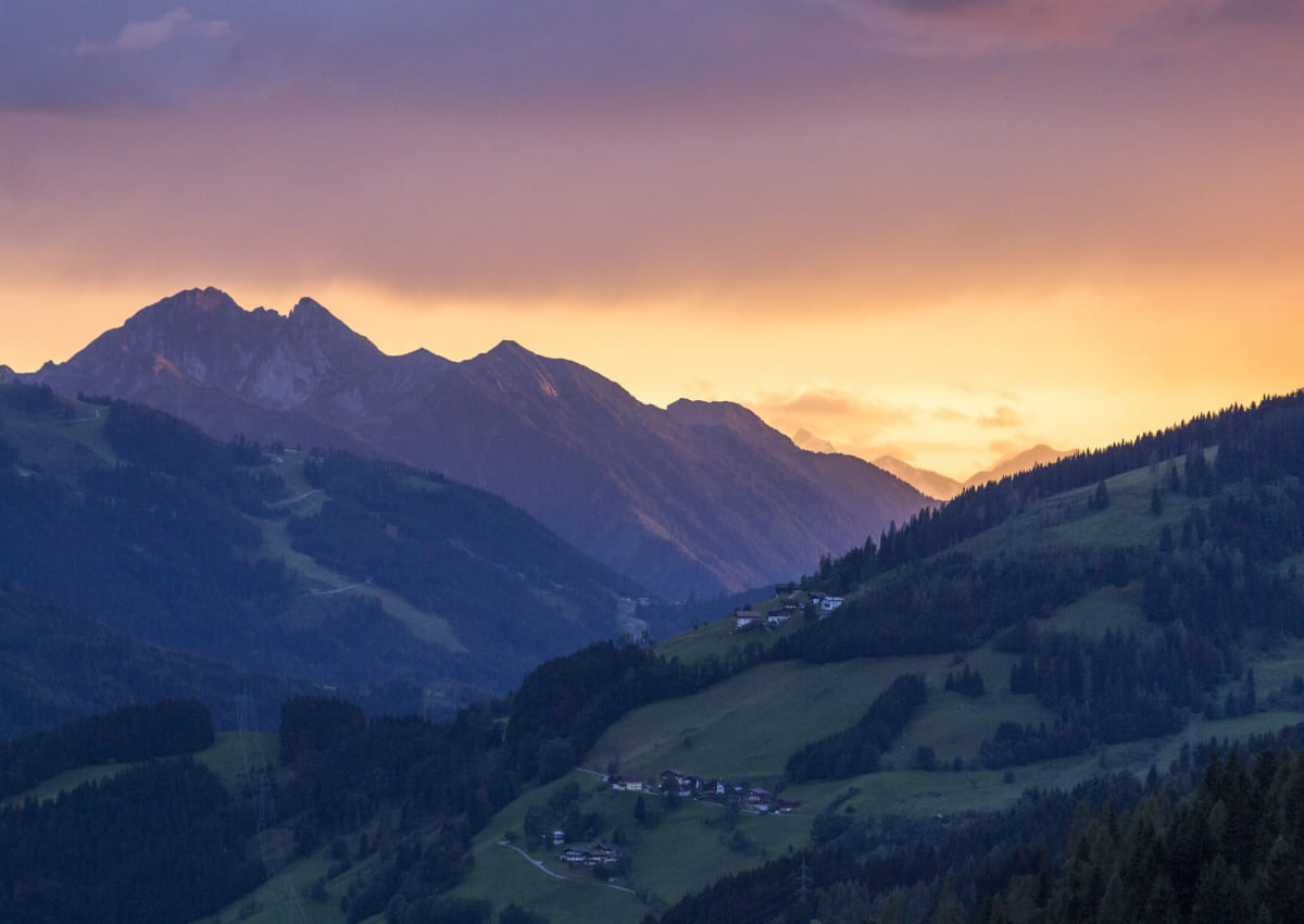 Idyllische Abendstimmung im Urlaubsort Wagrain-Kleinarl